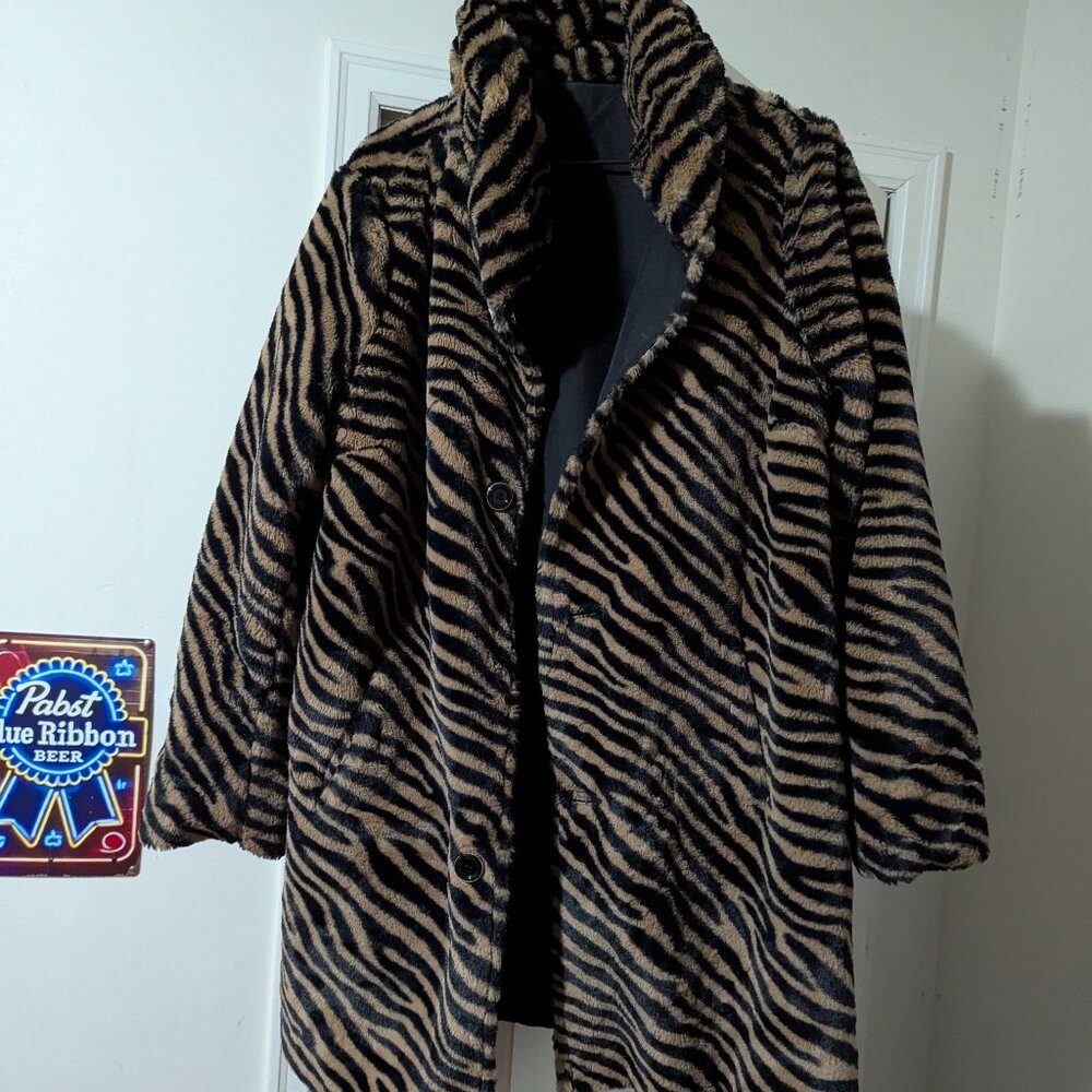 Reversible faux fur coat